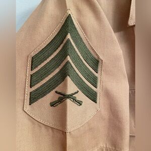 Khaki Tan Military uniform shirt, short sleeve. 15” collar
